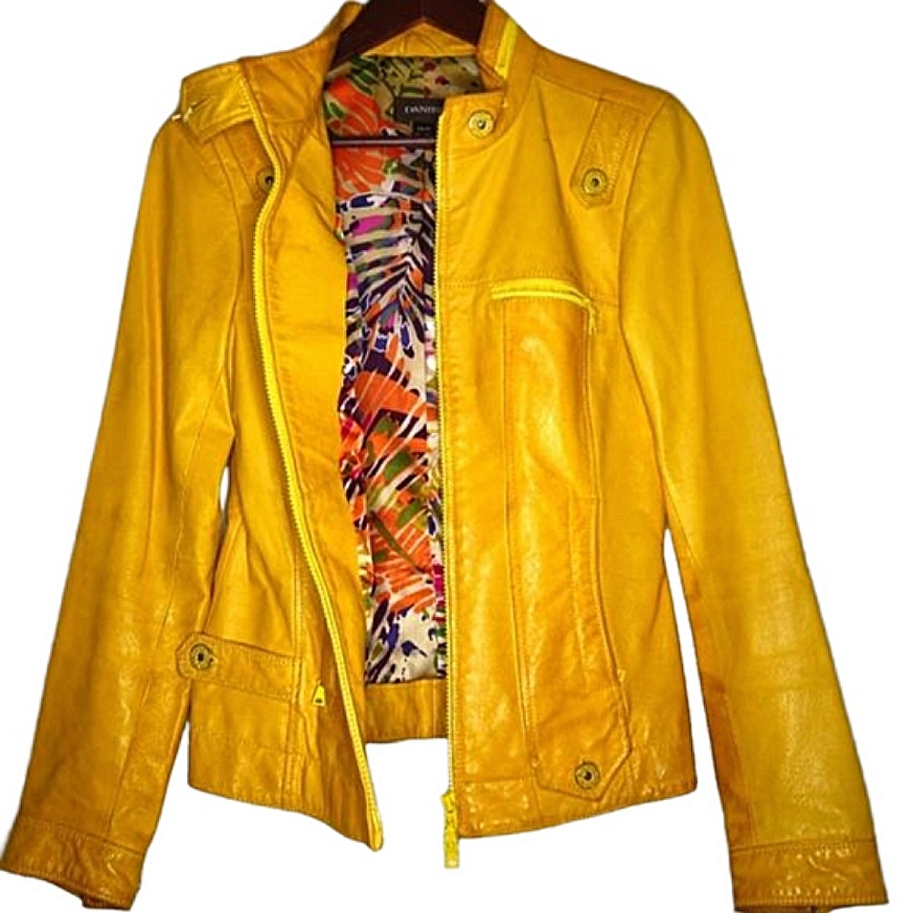 Stand Out in Style: XS Yellow Danier Leather Jacket for the Fashion-Forward